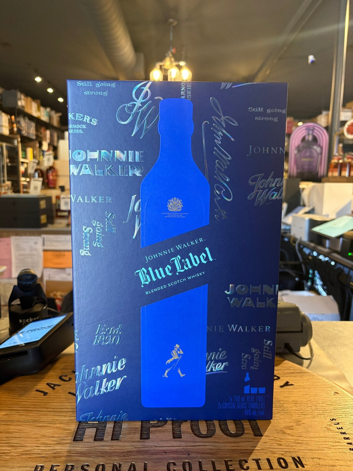 Johnnie Walker Blue Label Crystal Glass Gift Pack 750ml - Hi Proof - JOHNNIE WALKER